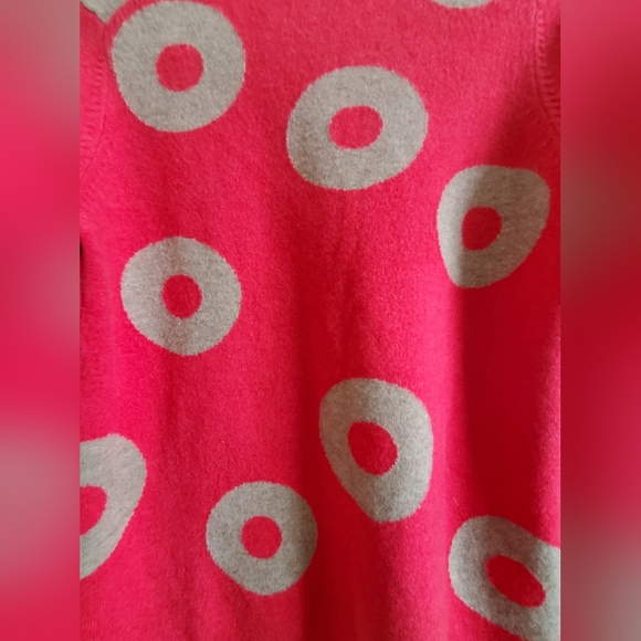 Mansted 100% Lambswool Tart Red donut shape patthern sweater Small - Picture 5 of 7